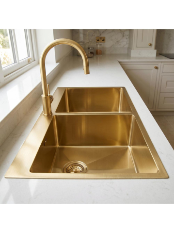 Chiuvetă inox Joel 83x55 cm auriu periat [5]