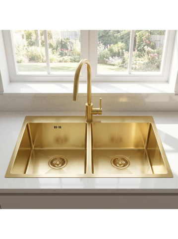 Chiuvetă inox Joel 83x55 cm auriu periat [8]