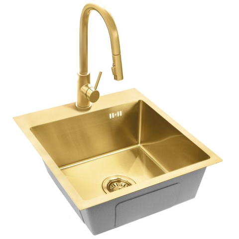 Chiuvetă inox Leo 40 auriu periat [5]