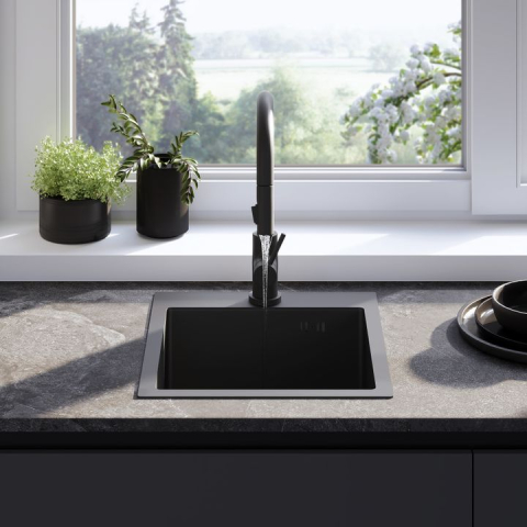 Chiuvetă inox Leo 40 negru [2]