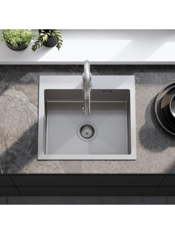 Chiuvetă inox Leo 50 cu baterie crom periat [3]