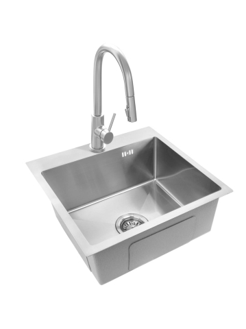 Chiuvetă inox Leo 50 cu baterie crom periat [4]
