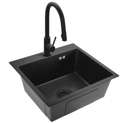 Chiuvetă inox Leo 50 cu baterie negru [5]