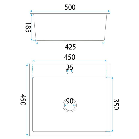 Chiuvetă inox Leo 50 cu baterie negru [8]