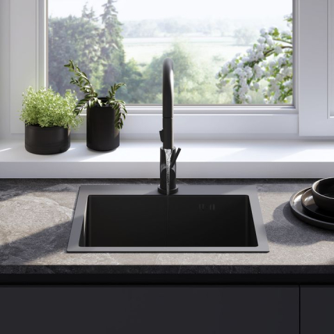 Chiuvetă inox Leo 50 cu baterie negru [3]