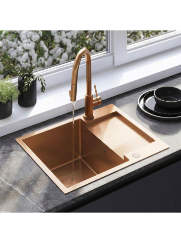 Bucatarie - Chiuvetă inox Paul 60x48 cm cu baterie cupru periat