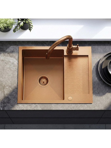 Chiuvetă inox Paul 60x48 cm cu baterie cupru periat [3]