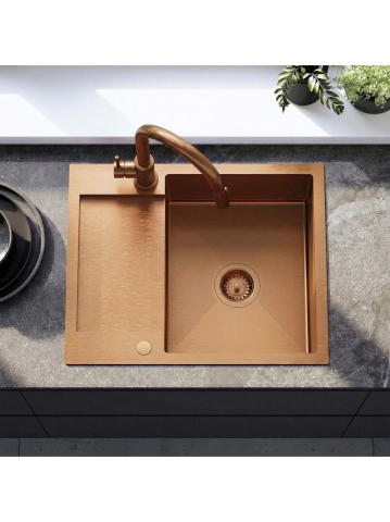 Chiuvetă inox Paul 60x48 cm cu baterie cupru periat [2]