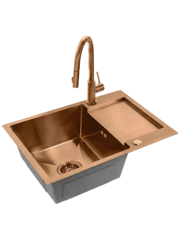 Chiuvetă inox Paul 60x48 cm cu baterie cupru periat [6]