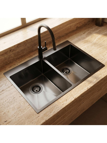 Chiuvetă inox Rea Joel 83x55 cm negru [5]