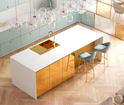 Chiuvetă inox RUSSEL 111 auriu [2]