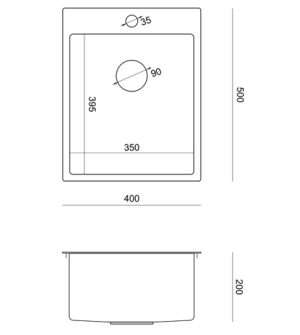 Chiuvetă inox RUSSEL 90 auriu [6]