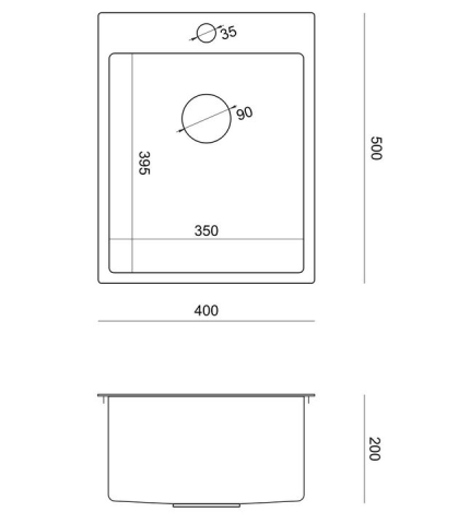 Chiuvetă inox RUSSEL 90 crom periat [5]