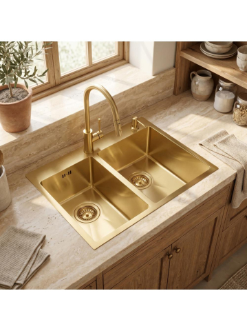 Chiuvetă inox Toby 56x48 cm auriu periat [10]