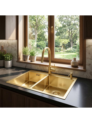 Chiuvetă inox Toby 56x48 cm auriu periat [2]