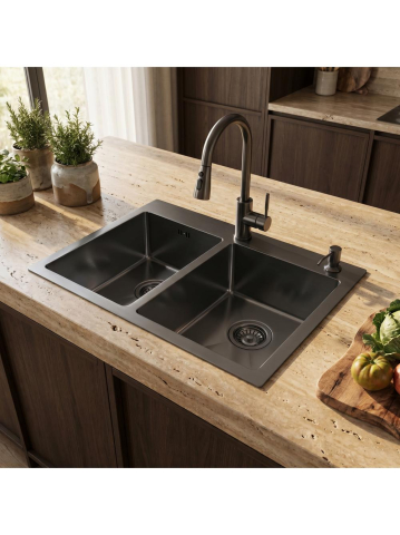 Chiuvetă inox Toby 56x48 cm negru [4]