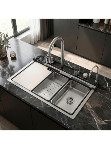 Chiuvetă multifuncțională din oțel 10 în 1 REA Alonzo 75x46 cm crom periat [13]