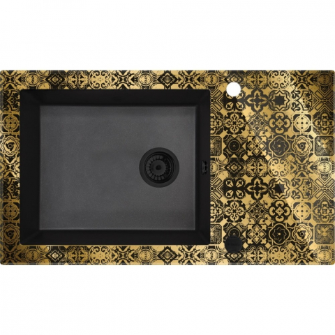 Bucatarie - Chiuveta sticla-granit Deante Capella Precious 50x86 cm auriu/grafit