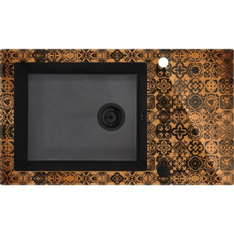 Bucatarie - Chiuveta sticla-granit Deante Capella Precious 50x86 cm cupru/grafit
