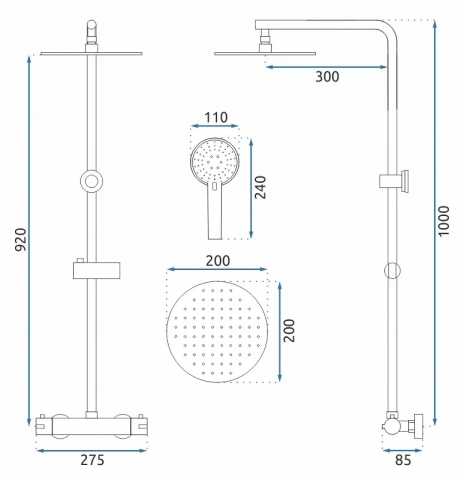 Coloana de dus auriu periat cu baterie termostatata Rea Bliss [6]