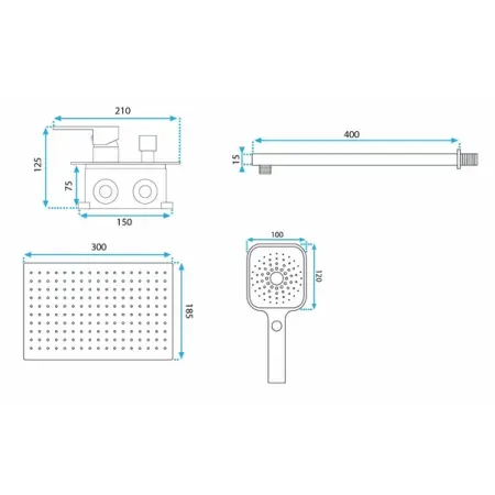 Coloana de dus cu baterie monocomanda auriu periat Rea Moby [5]