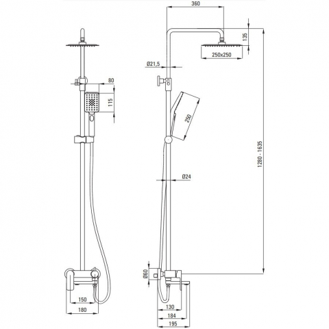 Coloana de dus cu baterie monocomanda Deante Alpinia [3]