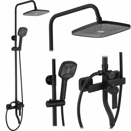 Coloane de dus - Coloana de dus cu baterie monocomanda negru mat Rea Argus