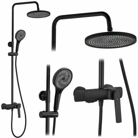 Coloane de dus - Coloana de dus cu baterie monocomanda negru mat Rea Rebel