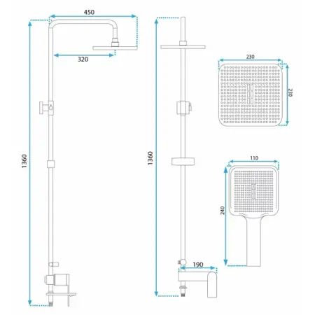 Coloana de dus cu baterie monocomanda negru mat Rea Storm [5]