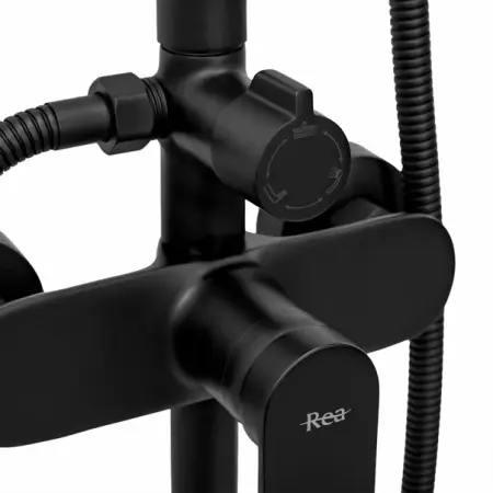 Coloana de dus cu baterie monocomanda negru Rea Verso [6]