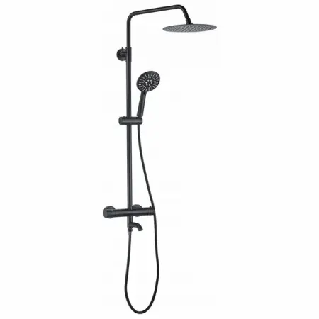 Coloane de dus - Coloana de dus cu baterie monocomanda Rea Lungo negru mat cu termostat