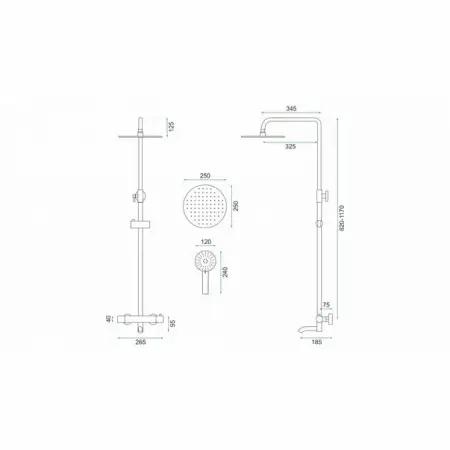 Coloana de dus cu baterie monocomanda Rea Lungo negru mat cu termostat [2]