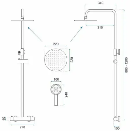 Coloana de dus cu baterie termostatata auriu Rea Parot [9]