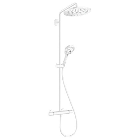 Coloane de dus - Coloana de dus cu baterie termostatata, Hansgrohe, Croma Select S, cu bara si suport dus, alb mat