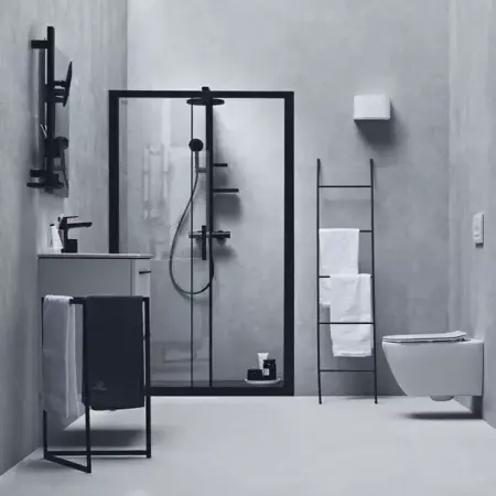 Coloane de dus - Coloana de dus cu baterie termostatata negru mat Ideal Standard Alu+