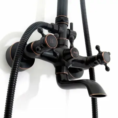 Coloana de dus cu pipa pentru cada Rea Retro negru mat [6]