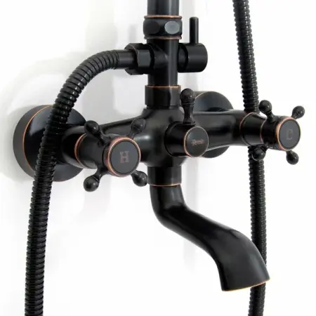 Coloana de dus cu pipa pentru cada Rea Retro negru mat [5]