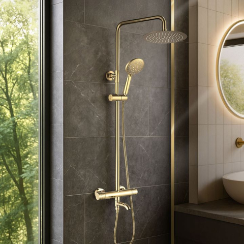 Coloana de dus cu termostat Lungo Diamond auriu [3]