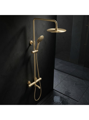 Coloana de dus cu termostat Lungo Diamond auriu periat [5]