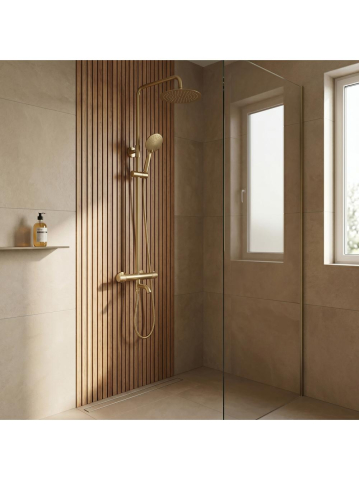 Coloana de dus cu termostat Lungo Diamond auriu periat [3]