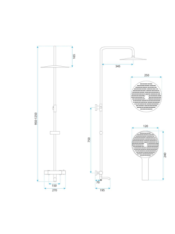 Coloana de dus cu termostat Lungo Diamond auriu periat [7]