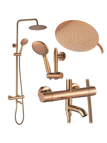 Sisteme de dus - Coloana de dus cu termostat Lungo Diamond cupru