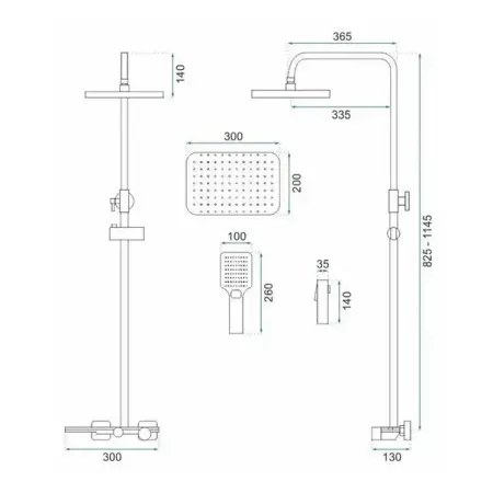 Coloana de dus cu termostat Rea Helix auriu periat plus dus igienic [7]