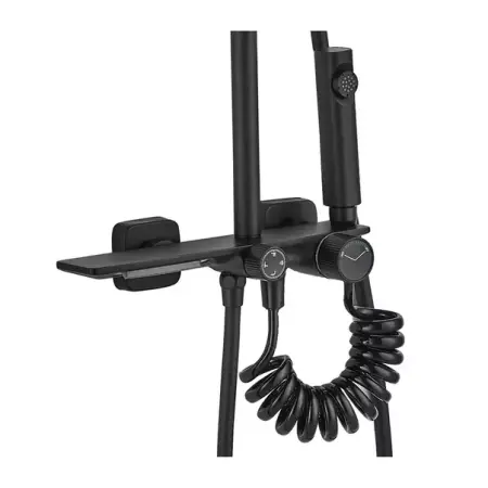 Coloana de dus cu termostat Rea Helix negru mat plus dus igienic [2]