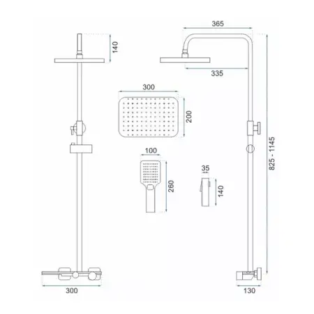 Coloana de dus cu termostat Rea Helix negru mat plus dus igienic [8]