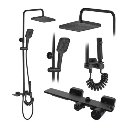 Coloana de dus cu termostat Rea Helix negru mat plus dus igienic [1]