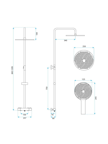 Coloana de dus cu termostat Rea Lungo auriu periat [9]