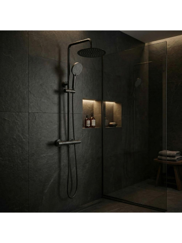 Coloana de dus cu termostat Rea Lungo negru [4]