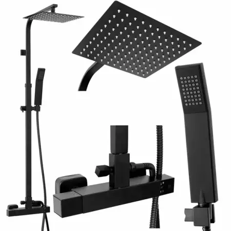 Coloane de dus - Coloana de dus cu termostat Rea Milano negru mat