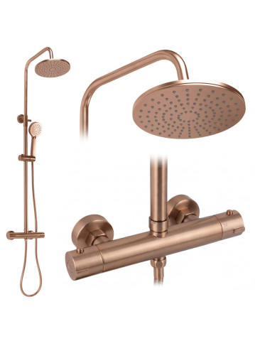 Sisteme de dus - Set dus cu termostat Rea Parot Light Brush Copper cupru periat montaj suprafata
